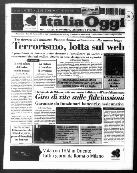 Italia oggi : quotidiano di economia finanza e politica